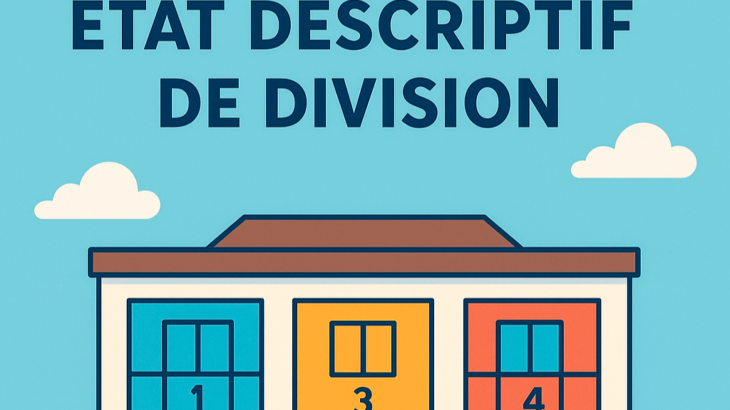 Visuel avec une maison type illustration et "état descriptif de division" en texte